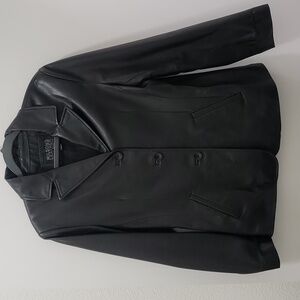 Wilsons Womens Pelle Studio Super Soft Black Leather 3 Button Jacket